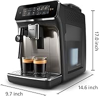 Vista 2 de Philips Máquina de café espresso totalmente automática serie 2300 con sistema de leche LatteGo y molinillo integrado, 4 preajustes de café y agua