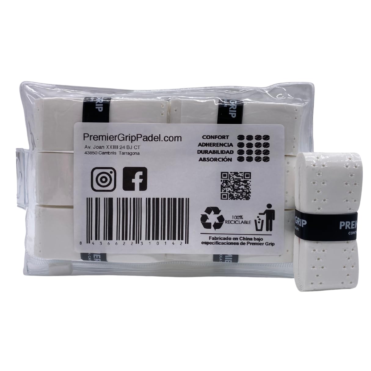 Premier Grip® | Grip Padel Perforado | Overgrip Perforado |Paquetes 6/12/60 Unidades | Grip Raqueta | Máxima Absorción del Sudor | Grip Antideslizante | Accesorios Padel — view 2