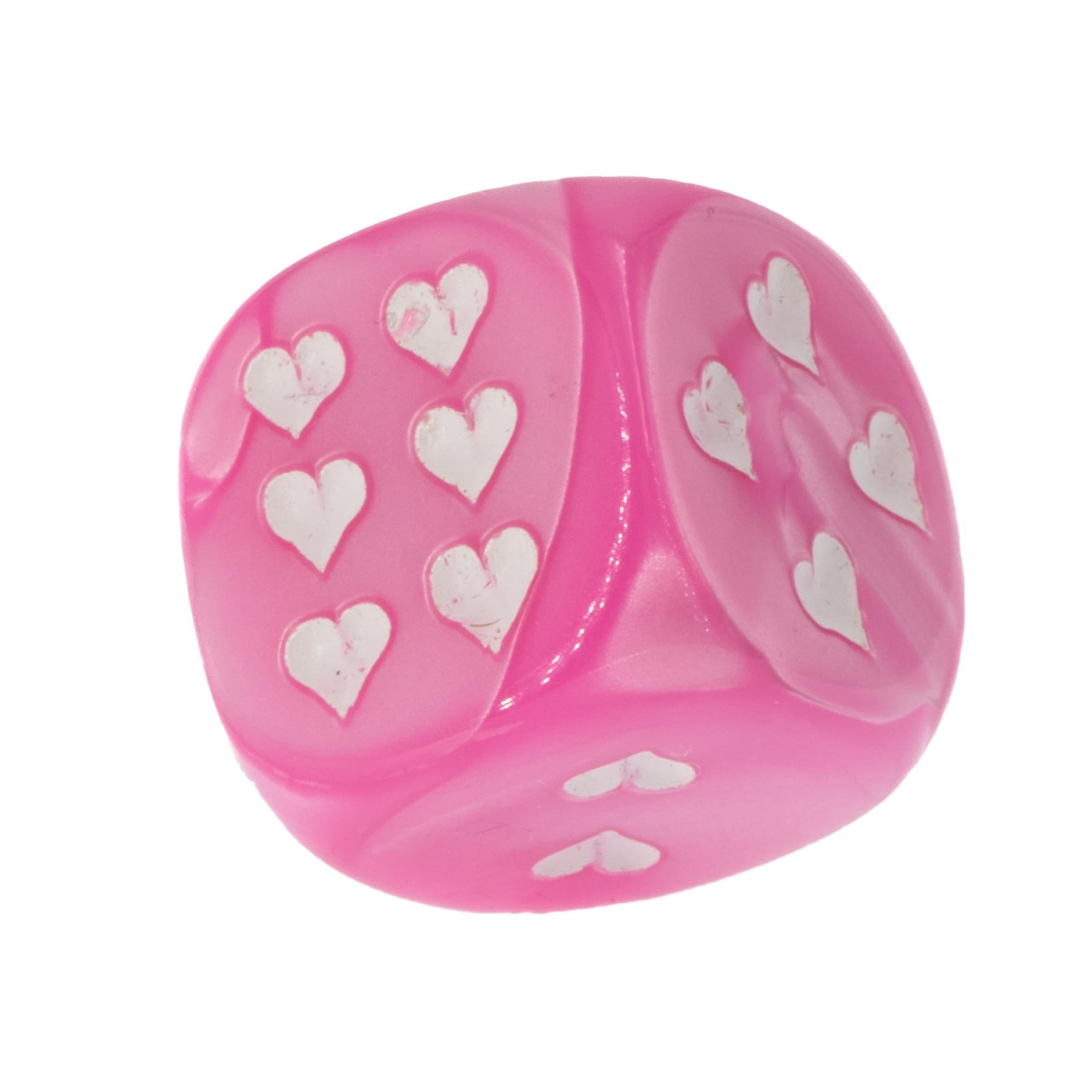 WeLoveDice - Würfel rosa mit weissen Herzen - Made in Germany - 6 Stück