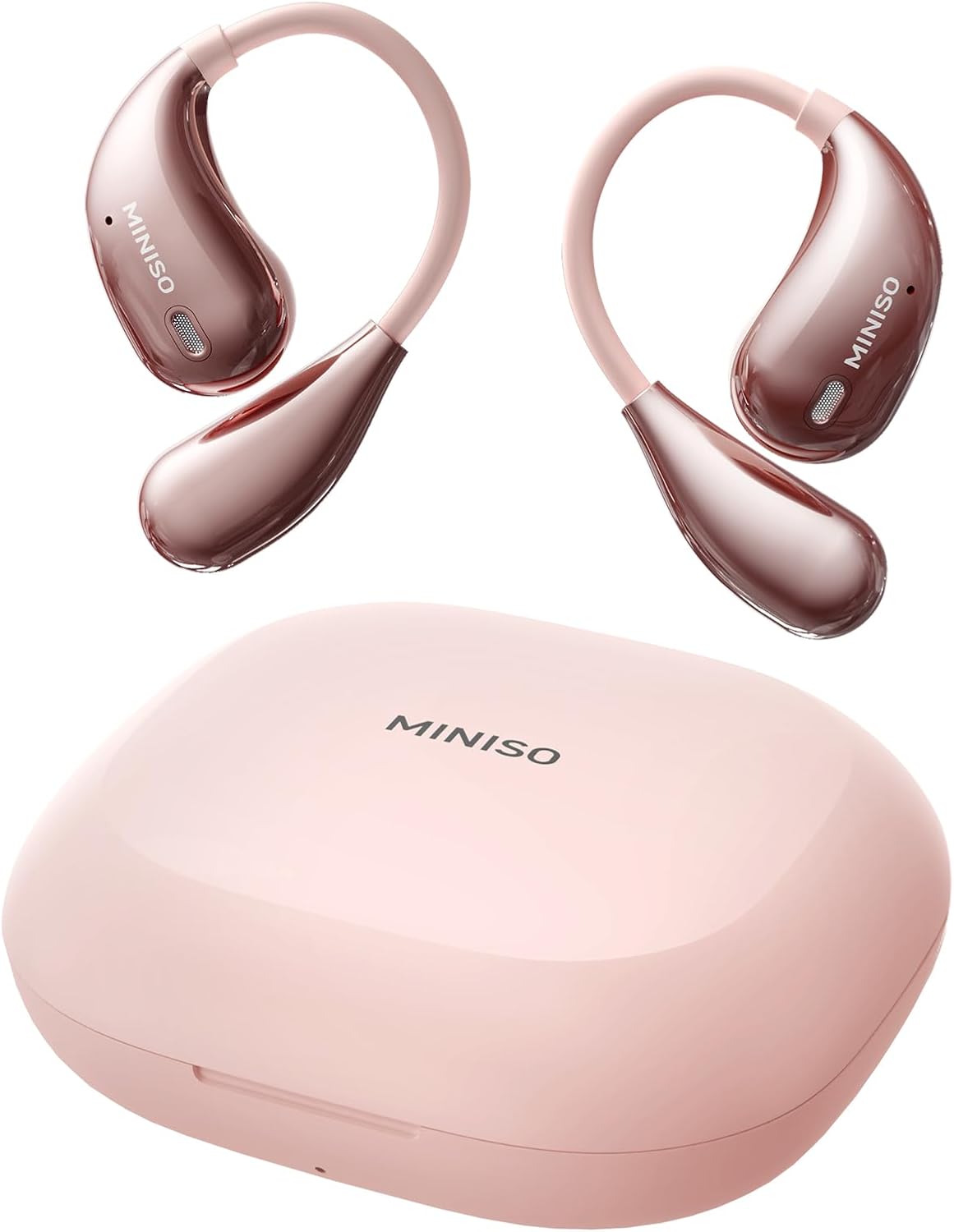 MINISO X33 AI Translation Earbuds Real Time OWS Wireless Bluetooth Earphones 135 Language Translator Earbuds Open Ear translating Headphones fit iOS & Android for Travel Business Learning Pink