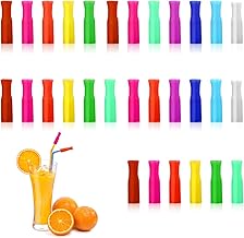 30 PCS Reusable Silicone Straw Tips, Multicoloured Food Grade Straws Tips Covers, Reusable Metal Straws Covers 1/4 Inch Wide(6MM Inner Diameter)