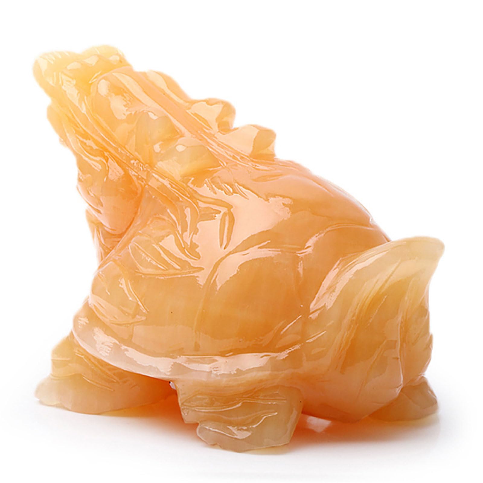 Zooeewly Yellow Jade Crystal Turtle Figurine - Hand Carved Gemstone Tortoise Statue, Pocket Stone for Home Decor, Desk Ornament,Medium