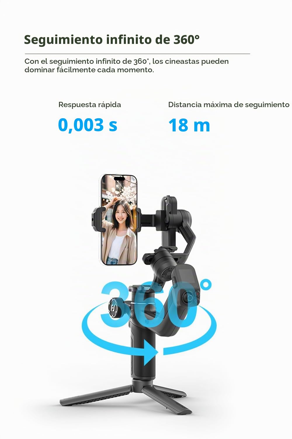 FeiyuTech SCORP Mini 3 Estabilizador Gimbal para iPhone y Android, Construido en Rastreador de IA y Ventilador de Refrigeración, 4.4lb Payload 3 Ejes Teléfono Cardán con diseño de Agarre Integrado