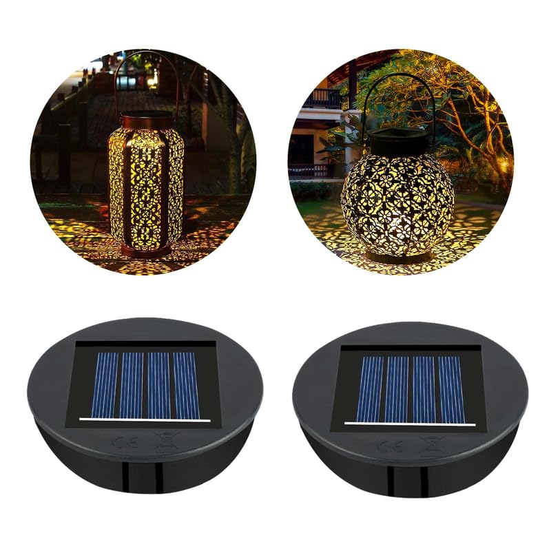 Flintronic Solarleuchten Ersatzteile, 2 Stück Solar Ersatzdeckel 8cm, Solarleuchten Ersatz Top mit LED, LED Solarmodule Ersatz für Solar Gartenleuchten, Solarlaterne und DIY