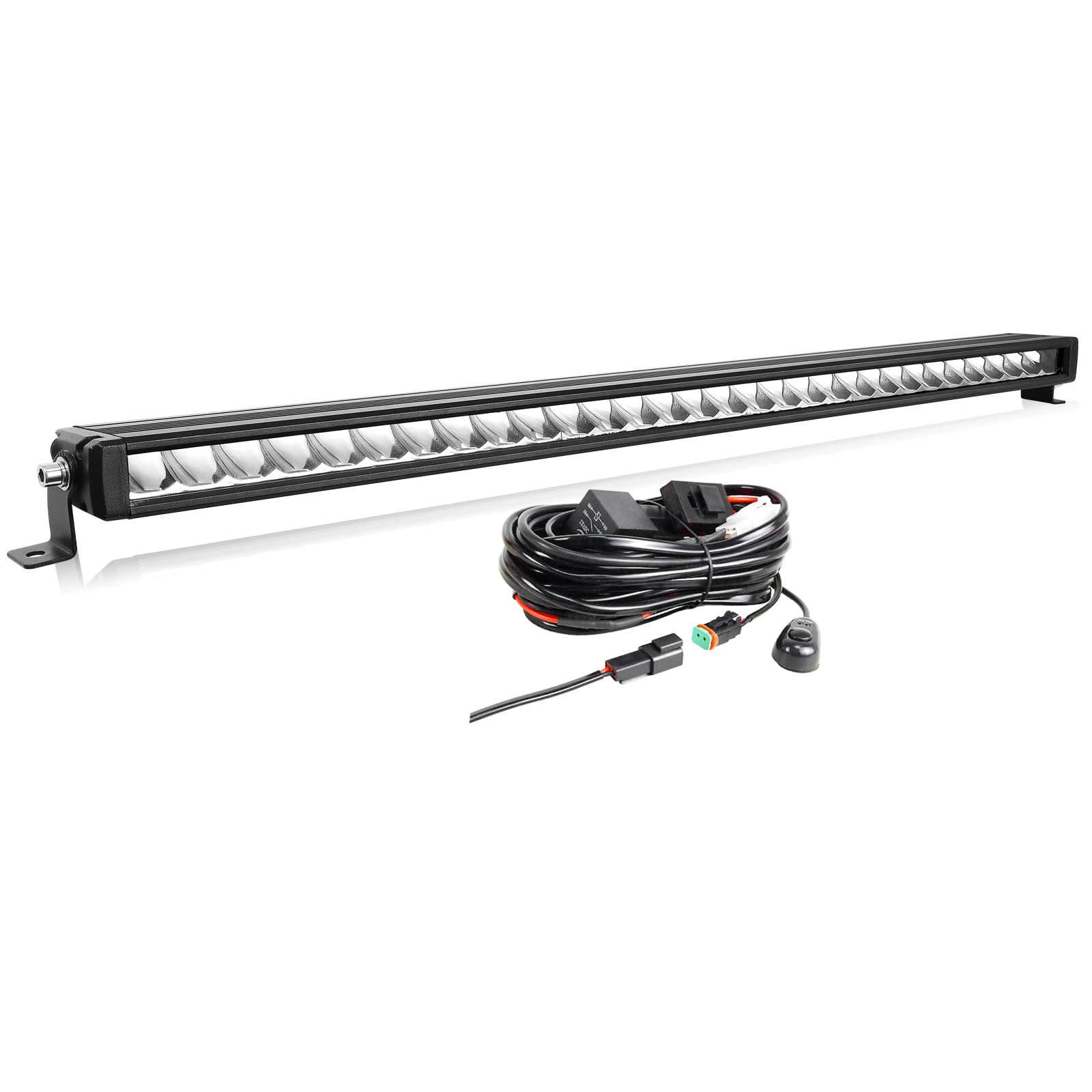 AUXTINGS 84 cm 90 W Offroad listwa LED z okablowaniem DT, 12 V 24 V, światła do jazdy, zewnętrzna listwa świetlna LED do samochodów ciężarowych SUV-ów ATV 4 x 4 pojazdów terenowych, wodoodporna 6002K