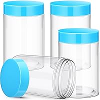 Vista 60 de Patelai - 4 piezas de recipientes de plástico transparentes, redondos, de boca ancha, a prueba de fugas, con tapas, para viajes, almacenamiento