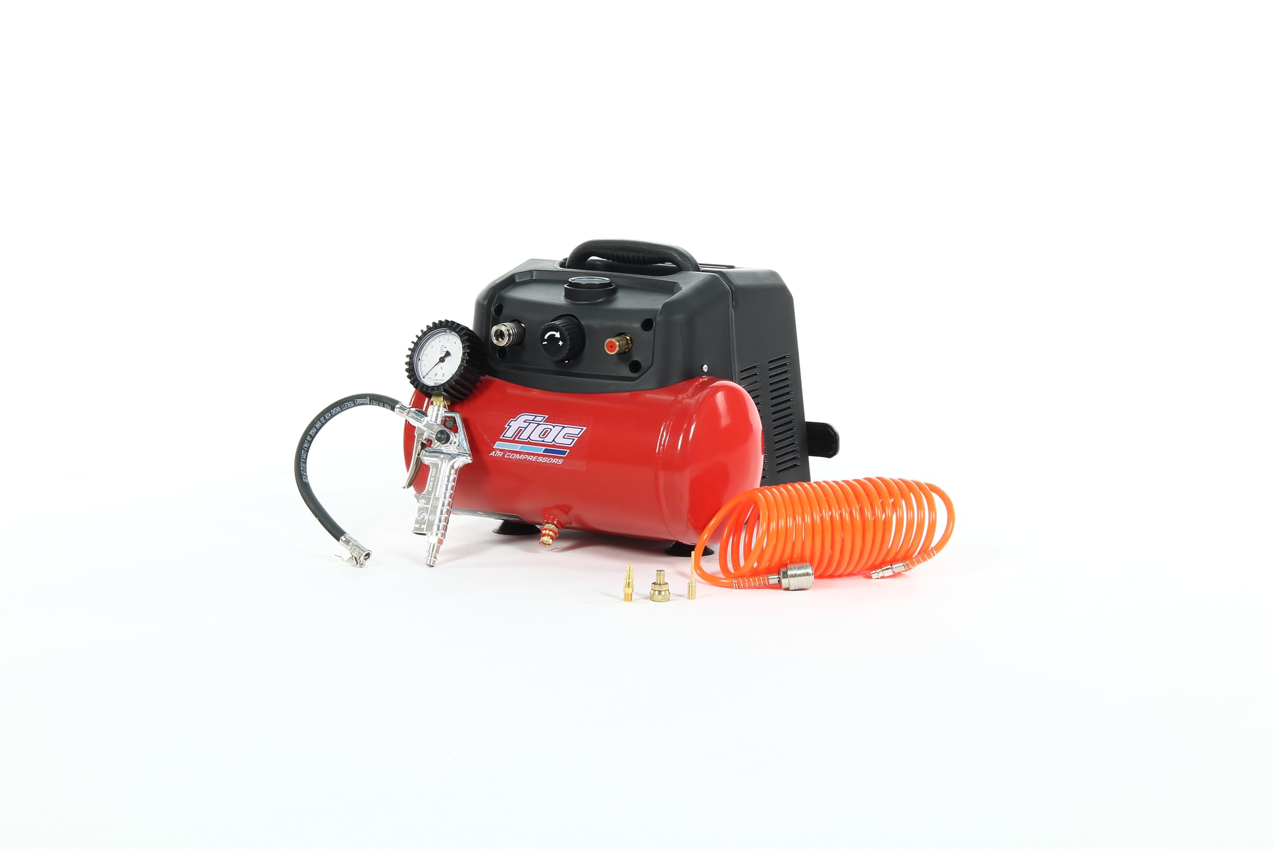FIAC Compresseur d’Air Portable CUBY, Sans Huile, Pression Maximale 8 Bar, 1.5 CV, Réservoir 6 Litres + Kit avec pistolet de gonflage homologué