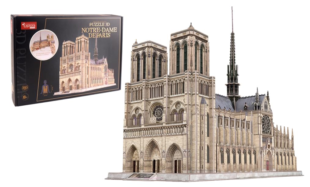 EXPLORA - Notre Dame De Paris - 3D-Puzzles - 540040-293 Teile - Historisches Denkmal - Level 10 - Ohne Kleber oder Schere - Bildungs - Paris - Bauspiel - Modell - Ab 8 Jahren