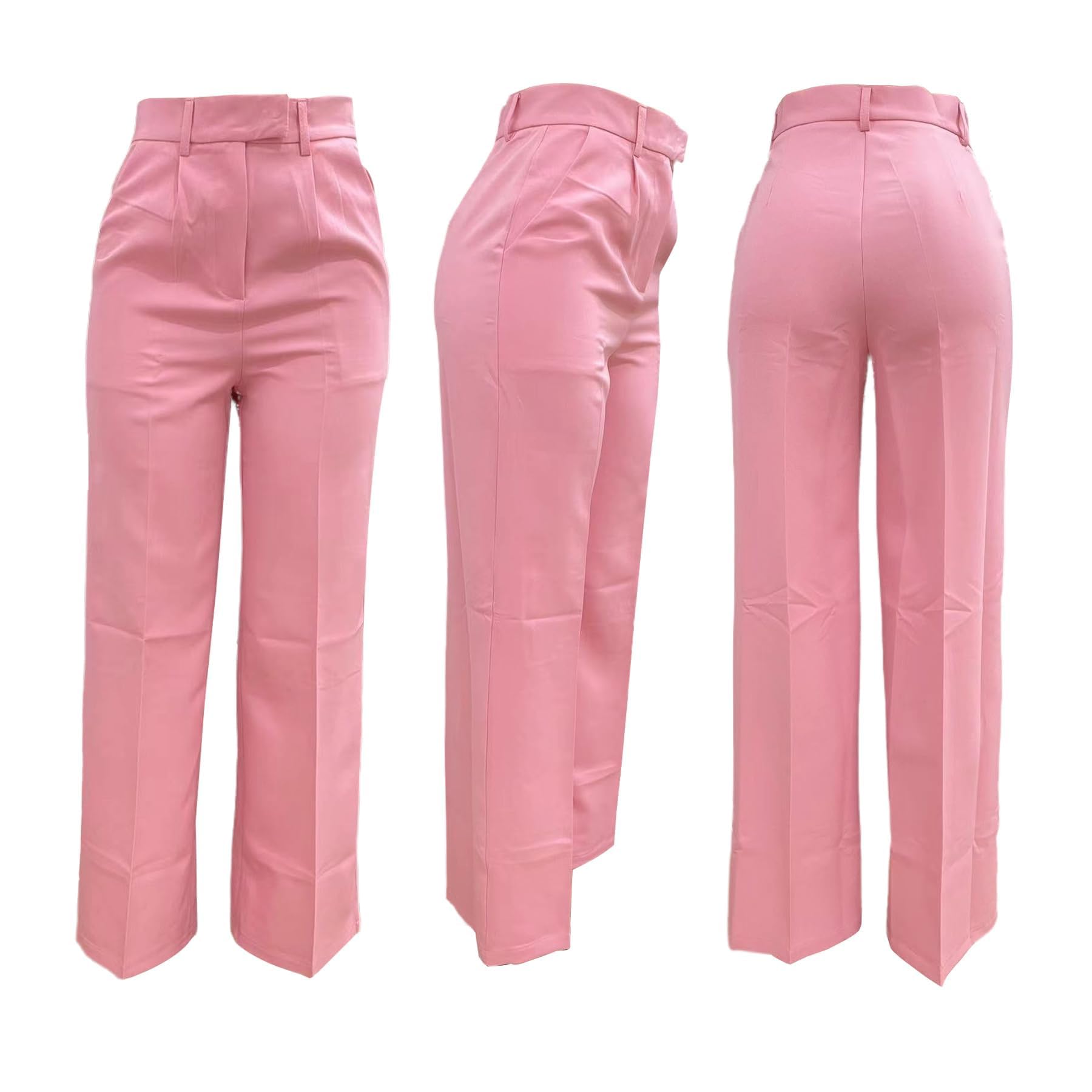 Unybwonn Women Wide Leg Dress Pants High Waisted Straight Leg Business Slacks Work Pants Casual Button Down Trousers