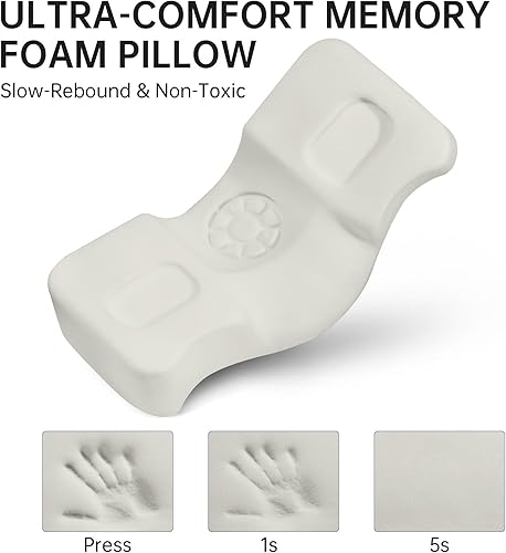 Miniatura 4 de NiHome Almohada cervical cervical de espuma viscoelástica 100% de alta densidad con soporte ajustable en altura, diseño ergonómico con infusión de