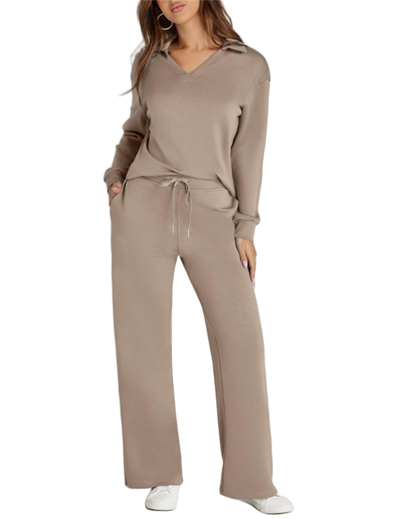 Generisch 2-teiliges Übergangsset für Damen im Herbst – Atmungsaktive und knitterfreie Trainingsanzug-Sets, zweiteilige Sets für Damen, Lounge-Set