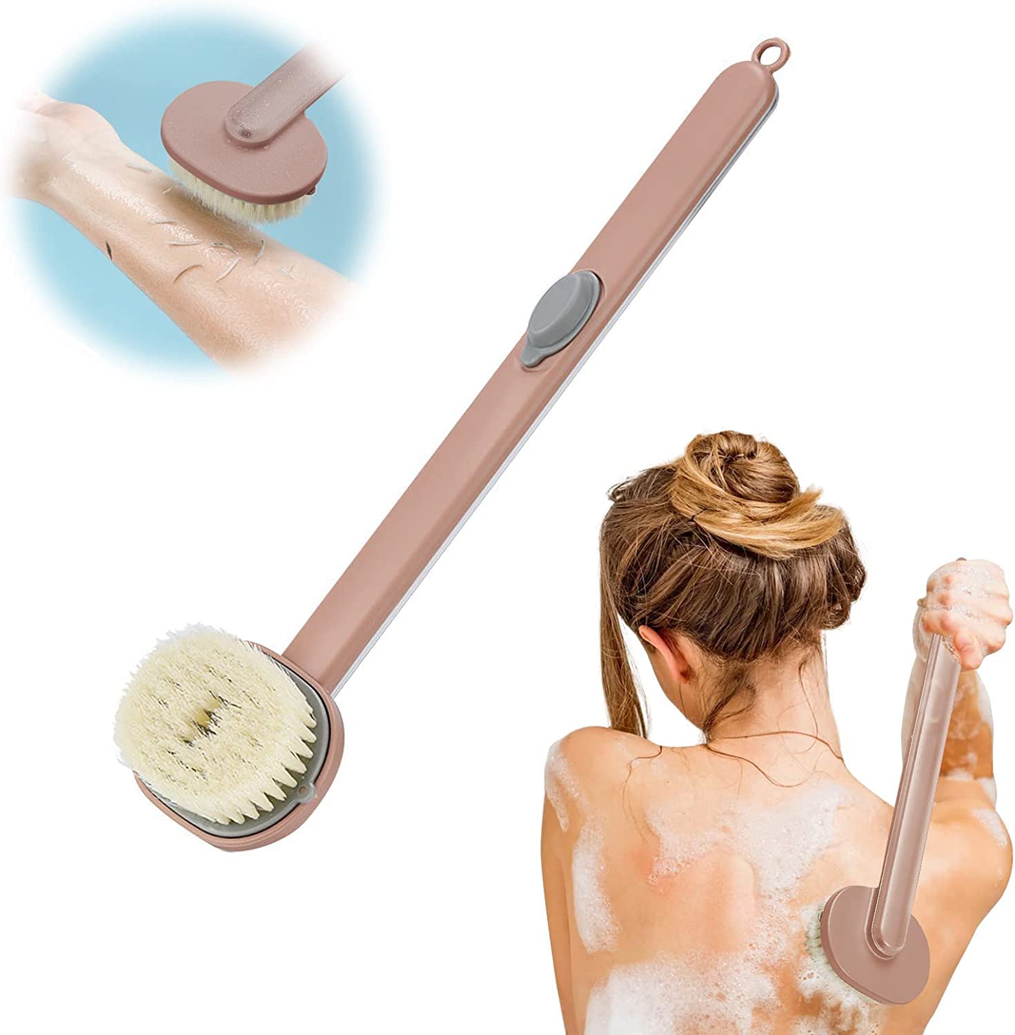 SANTINA 1 Pc Long Handle Soft Bristles Bath Massage Cleaning Brush with Soap Dispenser, Exfoliating Shower Brush, Back Scrubber for Men and Women - Random Color-image-10