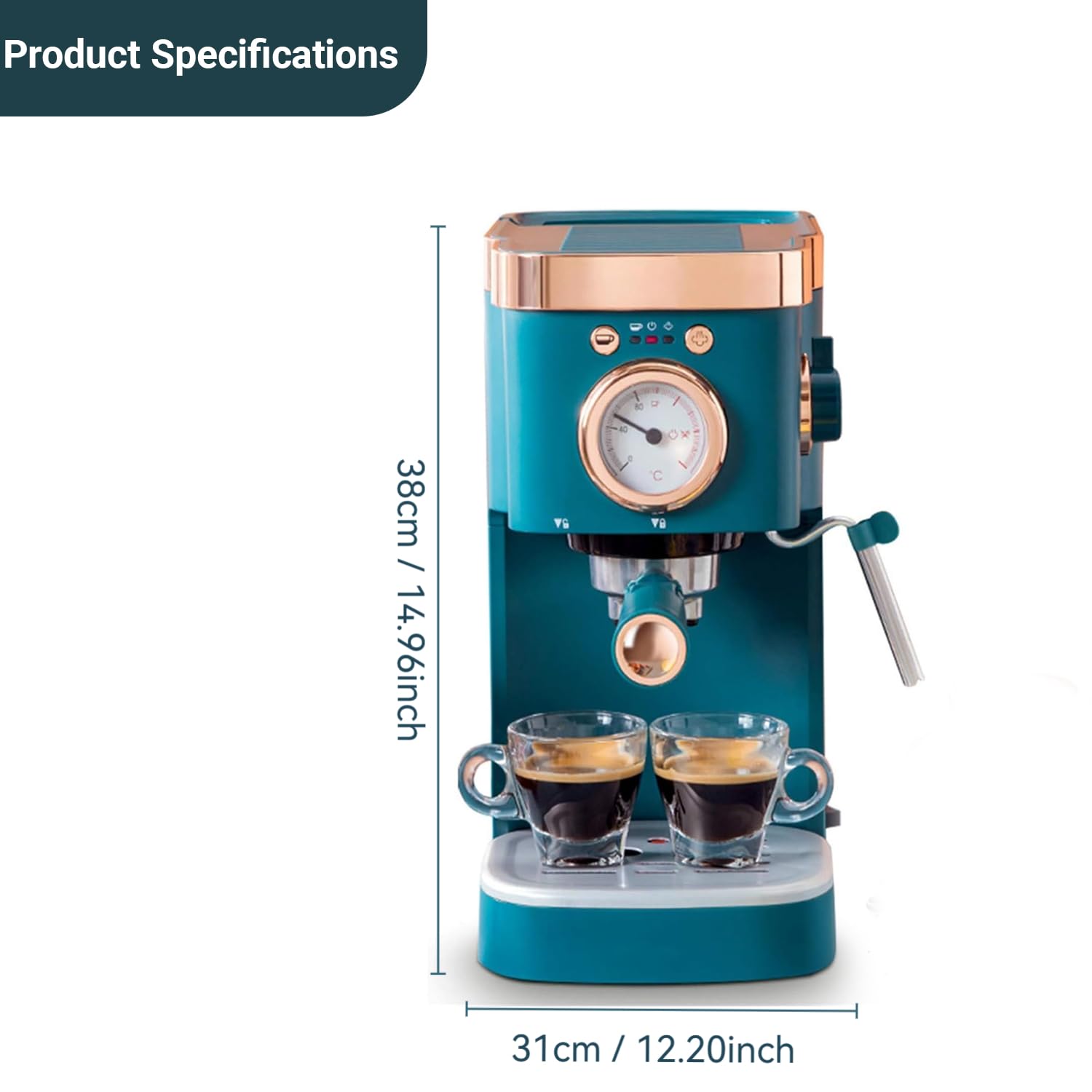 Ekspres do kawy espresso, ekspres do kawy ziarnistej z funkcją spieniania mleka parą, ciśnienie 20 barów, zbiornik na wodę 1,2 L, ekspres do cappuccino do użytku domowego