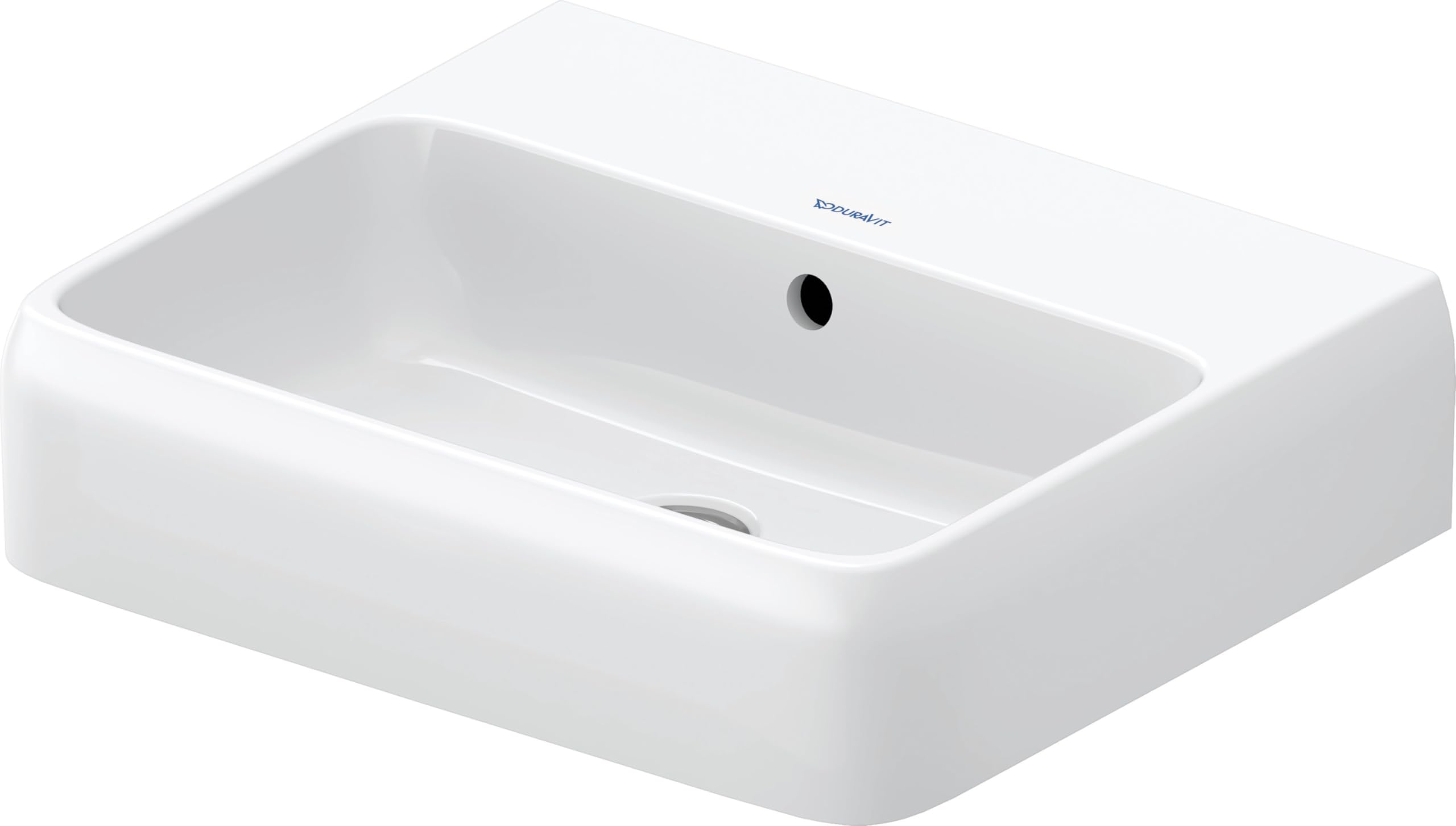 Lavabo sobre encimera Duravit Qatego, 500x420mm, con rebosadero, parte inferior pulida y esmaltada, 238250, Color: Blanco