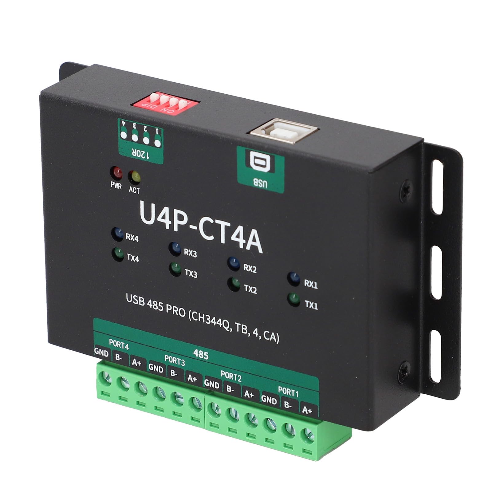 Emoshayoga Módulo de Puerto Serie USB Convertidor de 4 Vías Transmisión de Datos Confiable de Alta Seguridad para Uso Industrial USB2.0 Tipo B 1 Unidad
