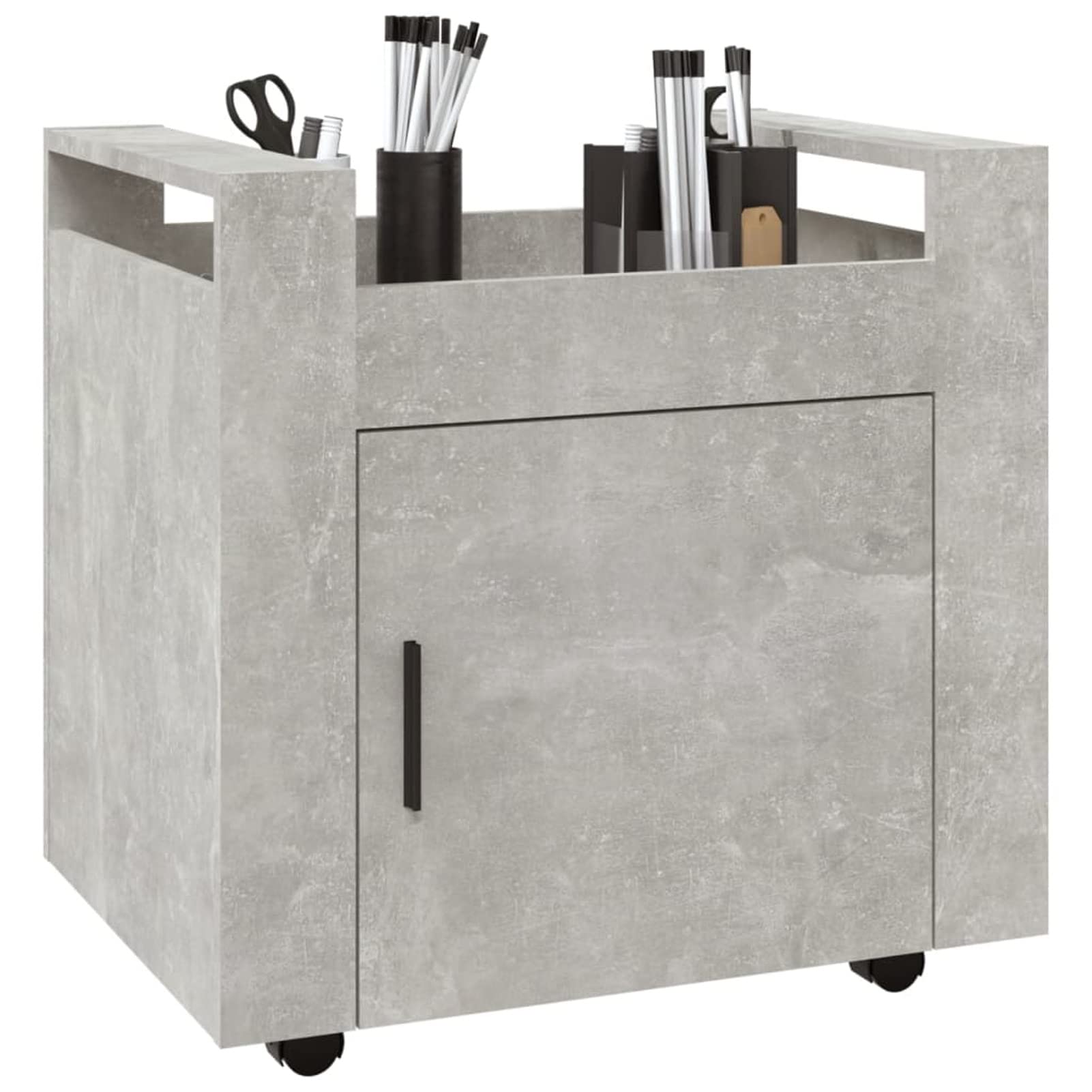 Carrello Scrivania Ufficio - Mobiletto Stampante 60x45x60cm, Legno Multistrato Bianco