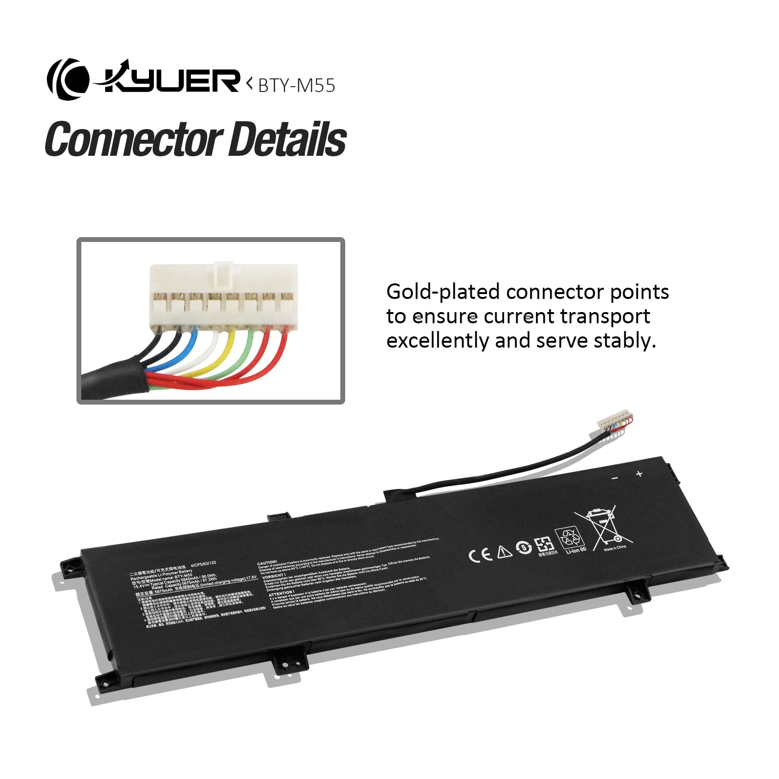K KYUER 90Wh BTY-M55 Batería para MSI Alpha 15 17 B5EEK Pulse 15 B13VFK B13VGK Pulse GL66 GL76 12UGK 12UGSZOK 12UGSZK 12UGOK Crosshair 15 17 B12UGZ B12UGZO B12UGSZ B12UGSZO Crosshair 15 R6E B12UGZ