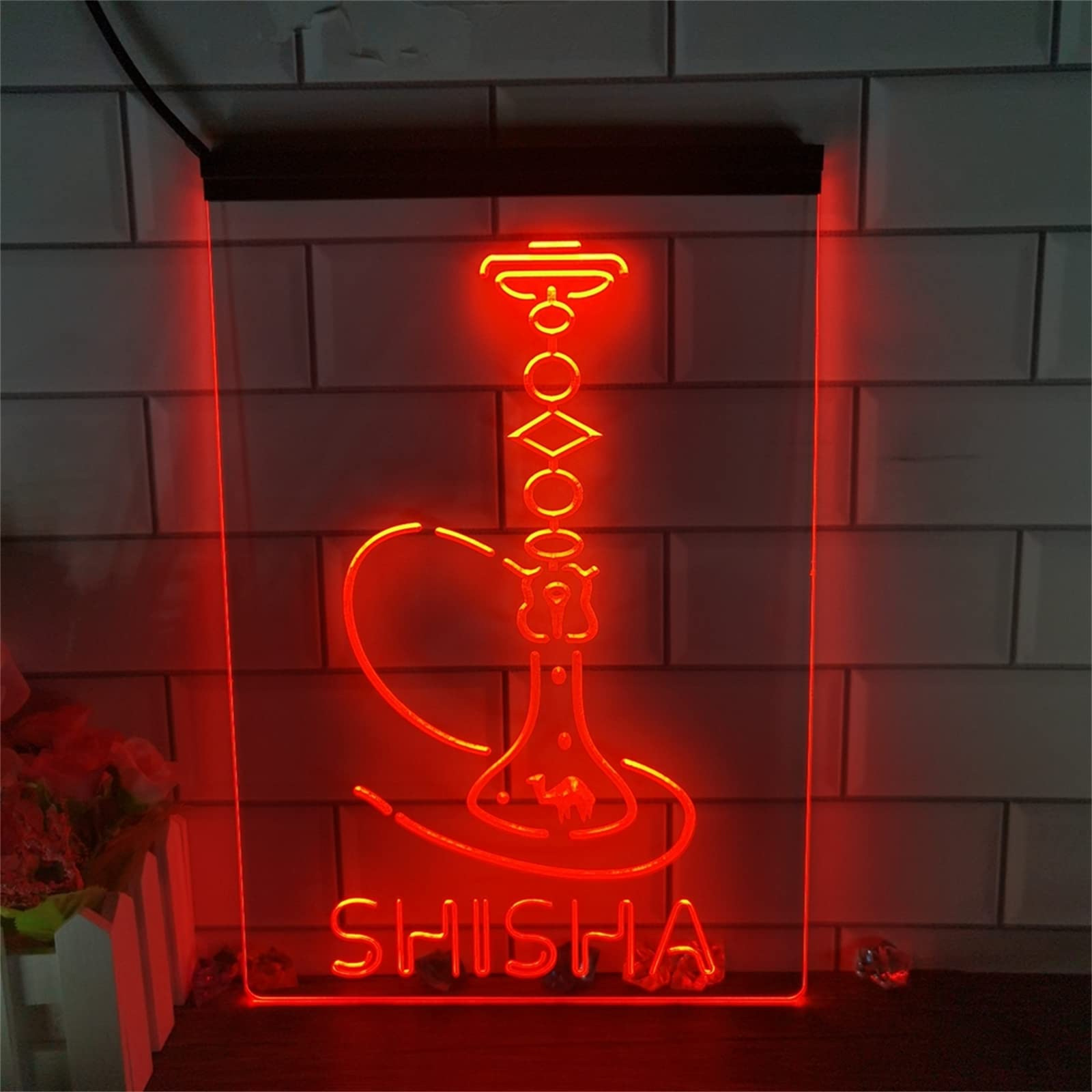 AALINE Hookah Shisha Neon Sign Shisha Shop LED Neon Sign Hookah Home Room Man Cave Wall Decor Sign Shisha Shop Advertising Light Sign LED Neon Sign with Dimmable Switch,Red,15.7"x11.8"