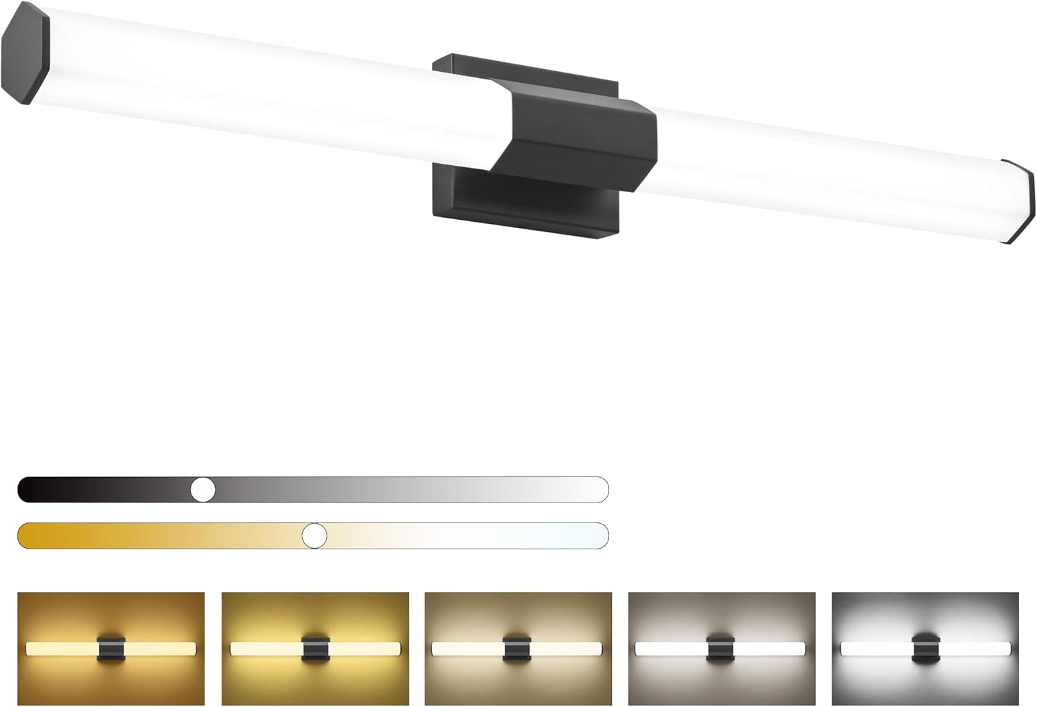 SOLFART| Black Bathroom Light Fixtures Bathroom Linear Light Bar 18W 1620LM 2700K-6200K 120V | 5CCT, Dimmable LED Vanity Lights, ETL Listed 5CCT Black-5 Color Temperature & Dimmable 32inch