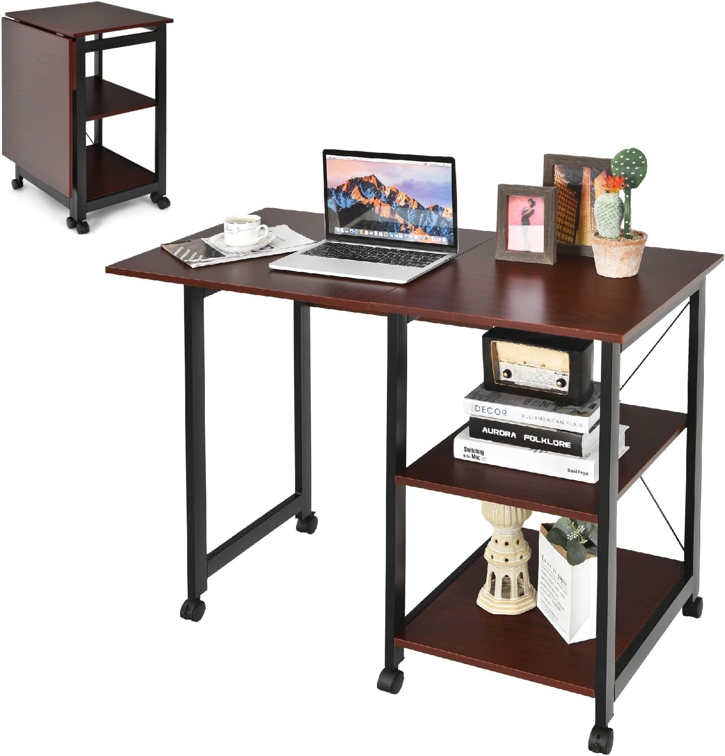 Multigot 2in1 Folding Computer Table, Mobile Laptop Workstation with
