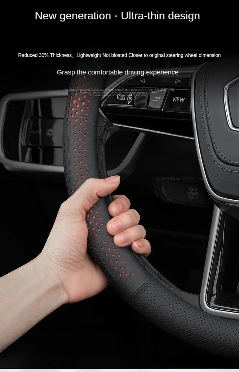 Volante Funda Cuero para Volante Coche Accesorios Universales Mango Antideslizante Juego Cubierta(Naranja,O)