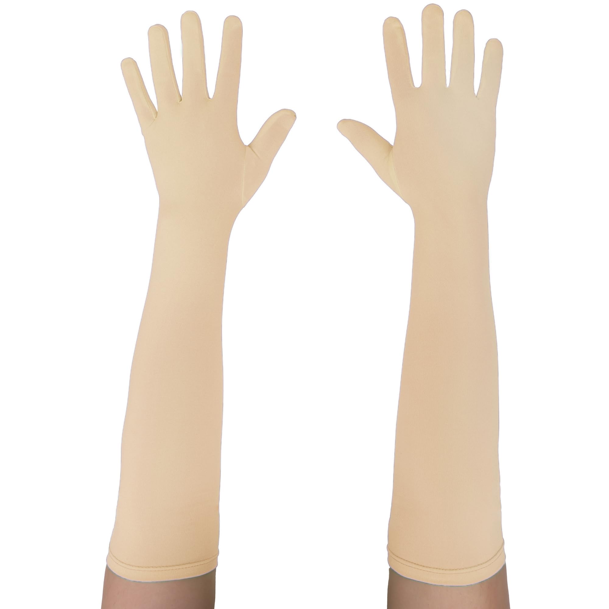 Seeksmile Long Gloves Unisex Adult 18" Length Spandex Stretchy Cosplay Costume Gloves, skin-coloured, One size
