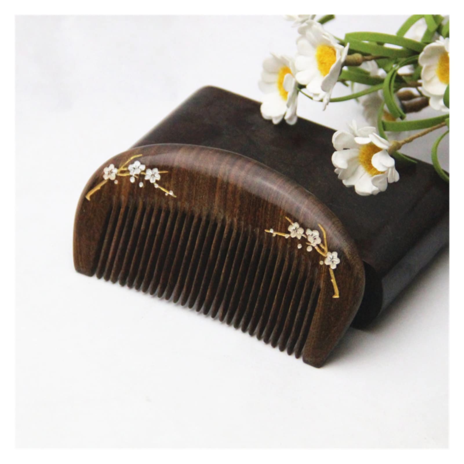1 PCS Natural Gold Sandalwood Wood Head Combs Combs de Bolsillo Peinores for Mujeres Regalos Accesorios for peinar el Peinado