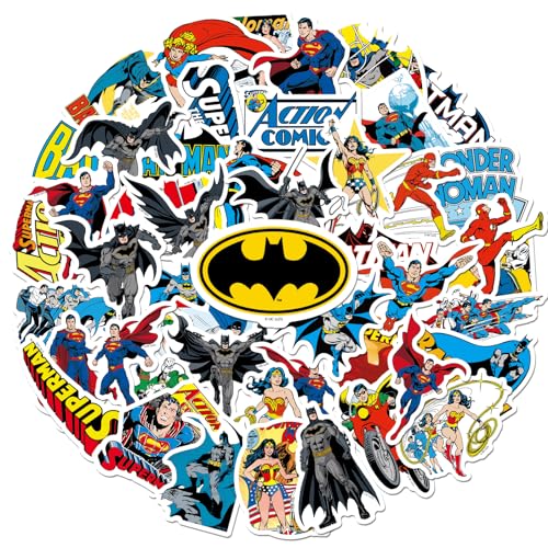 Superhero Stickers for Water Bottles 50-Piece Vinyl Stickers Easy Peel
