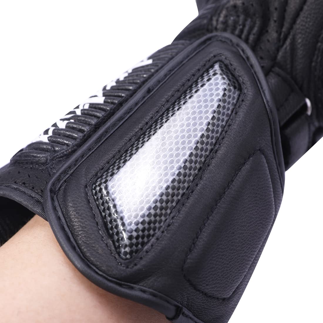 Harssidanzar Guantes de Moto de Cuero para Hombres y Mujeres,Guantes de Moto de protección de Nudillos de Fibra de Carbono Powersports KM045