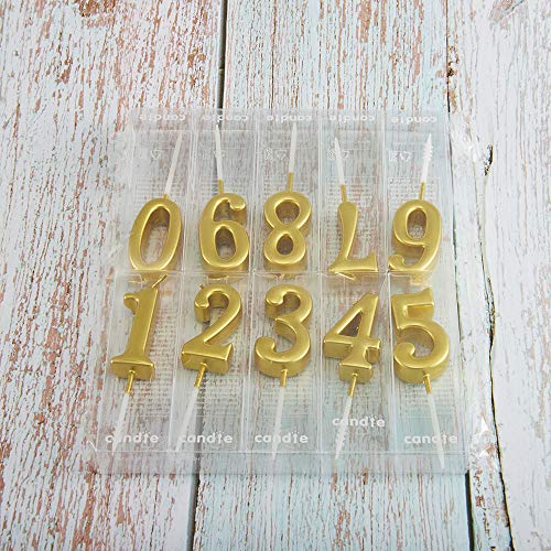 image for Gemgoo 10 Pieces Birthday Candles Cake Numeral Candles Number 0-9 Glit
