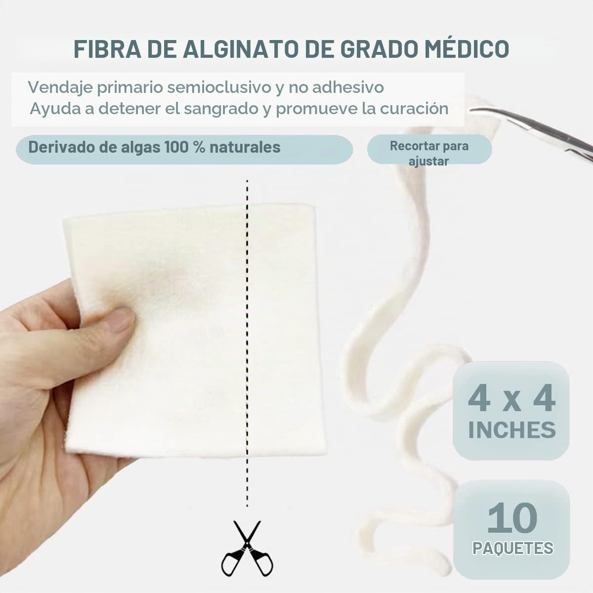 EVERLIT Apósito para heridas de alginato de calcio, suave, antiadherente, estéril, vendaje suave y altamente absorbente con matriz de gel calmante (paquete de 20)