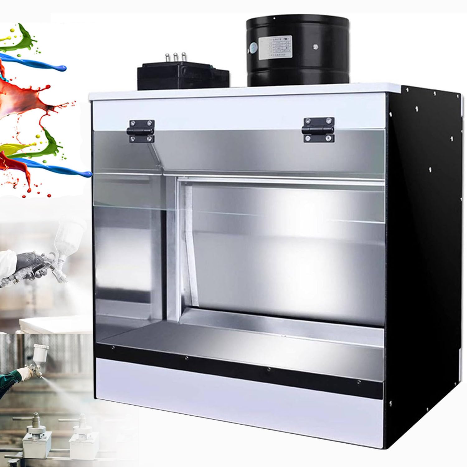 MLYYYDSS Airbrush Lighted Hobby Spray Booth Kit with LED Lighting, Airbrush Spray Booth with Waterfall & Water Curtain Exhausting Air System, for Model Cake Nail Art Pottery Crafts 58 * 50 * 40cm
