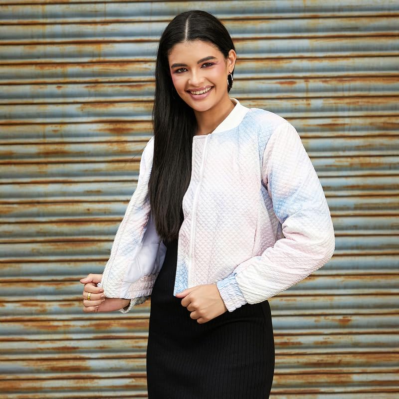 Image of Campus Sutra Women's Fleece-Lined Biker Jacket For Casual Wear | Spread Collar | Long Sleeve | Zipper Closure | Jacket Crafted With Comfort Fit For Everyday Wear