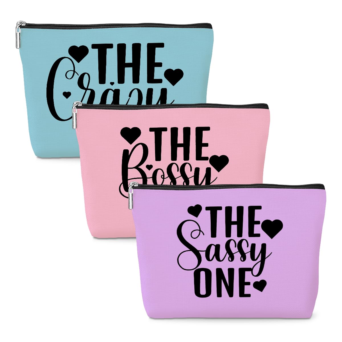 3 Pcs Funny Bestie Best Friend Birthday Gifts Makeup Bag, Funny Girls Trip Gifts Favors Cosmetic Bag, Girls Weekend Travel Bachelorette Party Wedding
