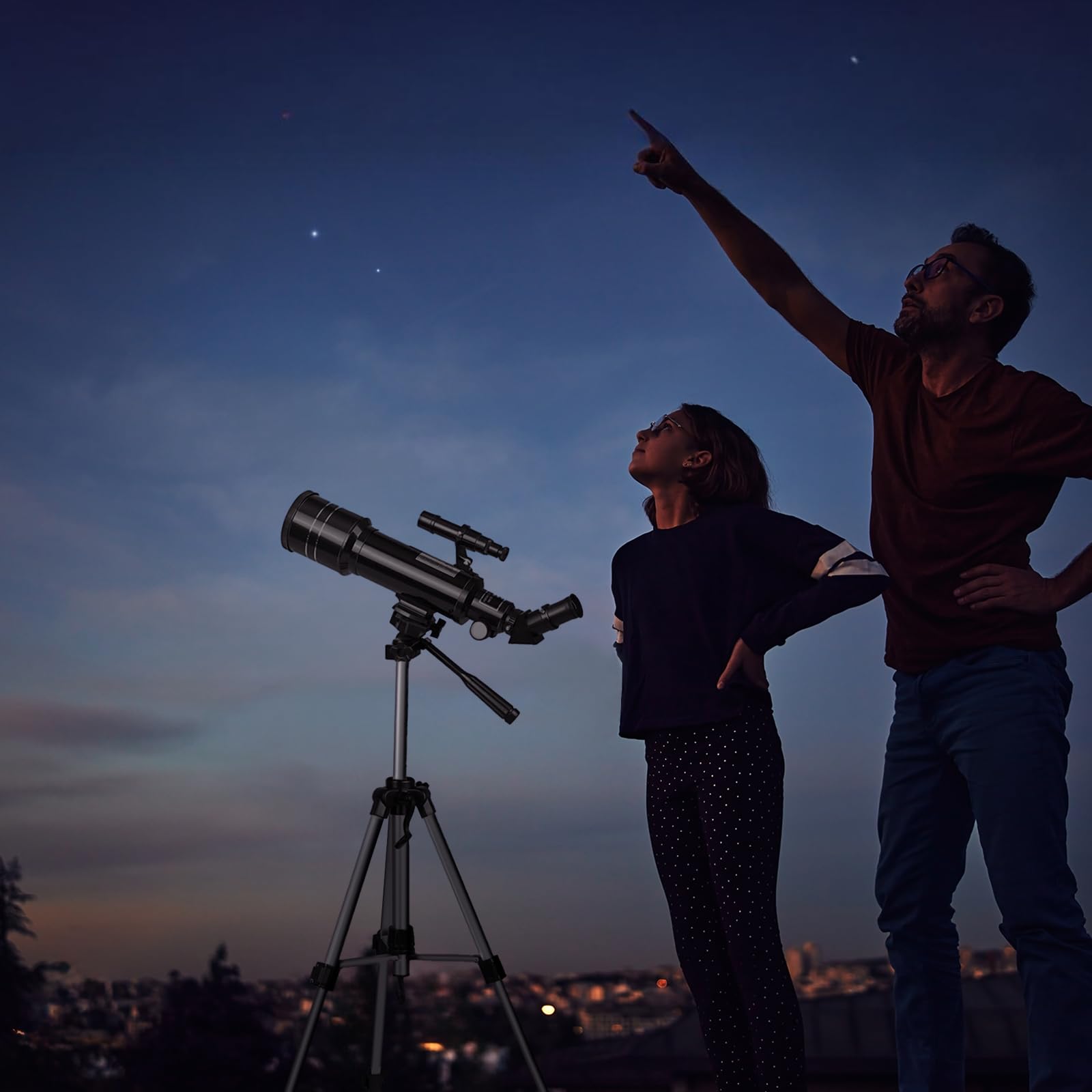 Telescopio Astronomico, Telescopi Rifrattori FMC con Treppiede Regolabile e Livello di Spirito, Telescopio da Viaggio Portatile con Zaino Perfetto per Adulti, Bambini, Principiante