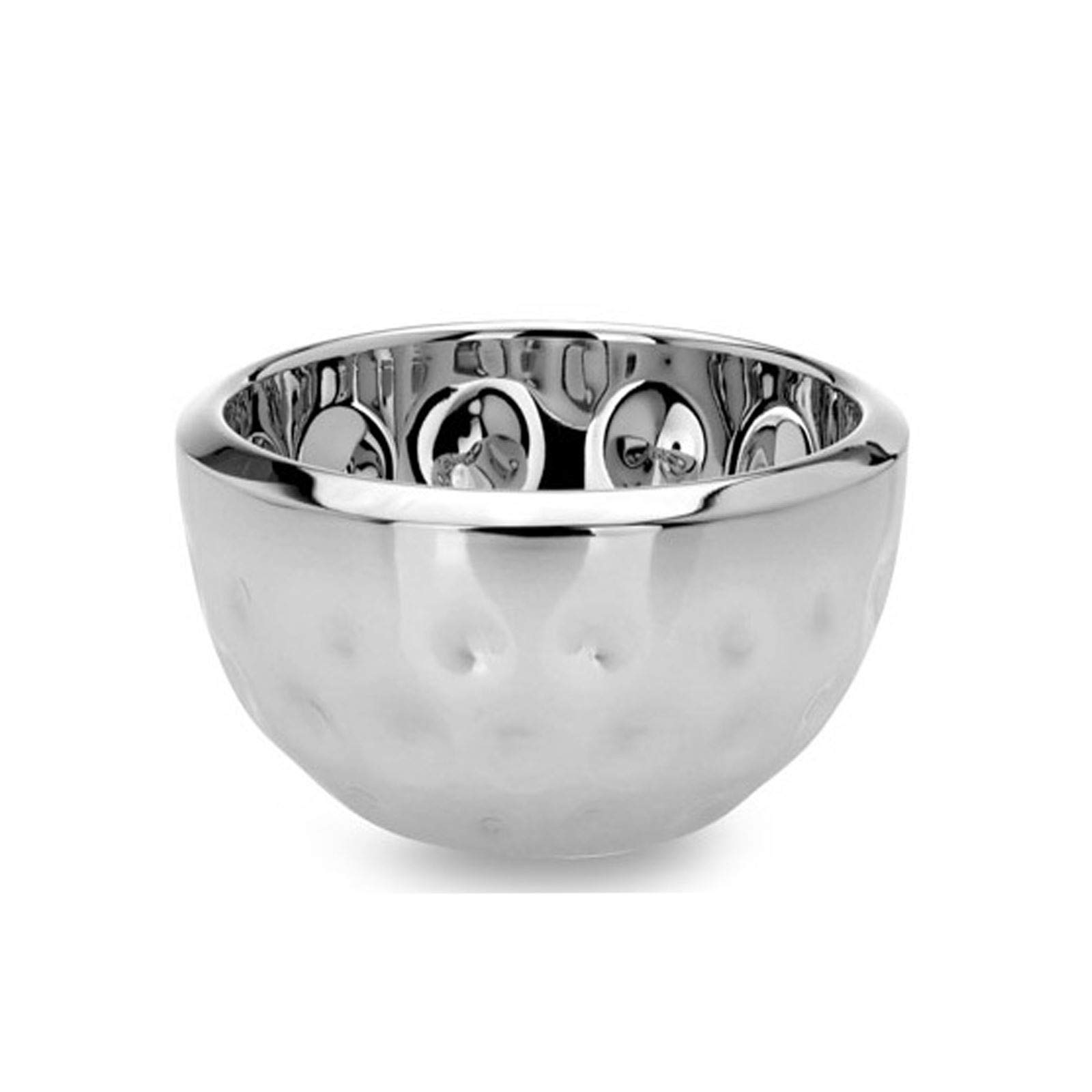 Edelstahl Snackschale Ø 15 cm - kleine runde Dekoschale gehämmerte Optik - moderne hohe Servierschale ideal für Nüsse, Chips, Gebäck, Pralinen oder Bonbons