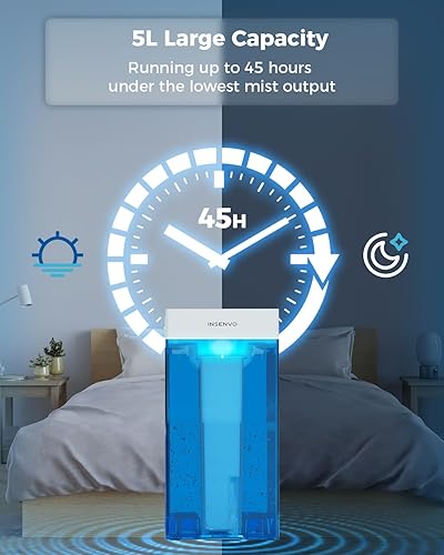Miniatura 4 de Humidificador de llenado superior, humidificador de niebla fría de 5 litros con control táctil, ultrasónico ajustable 3 salidas de niebla, 3