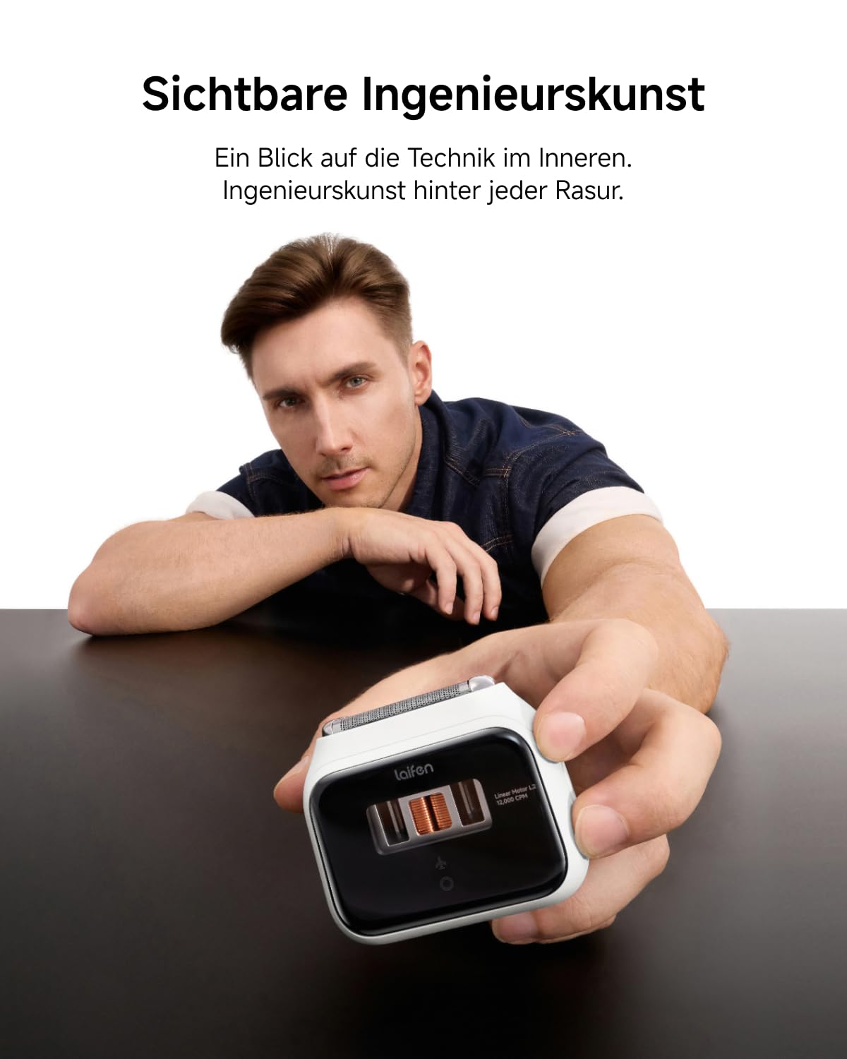 Laifen P3 Elektrorasierer Bundle, 3-Klingen-Folienrasierer, Weiß | 2×12.000 Schnitte/Min. Linearmotoren, Nass- & Trockenrasur, 0,055 mm Scherfolie, 100 Min. Akku, USB-C-Schnellladung, IPX7