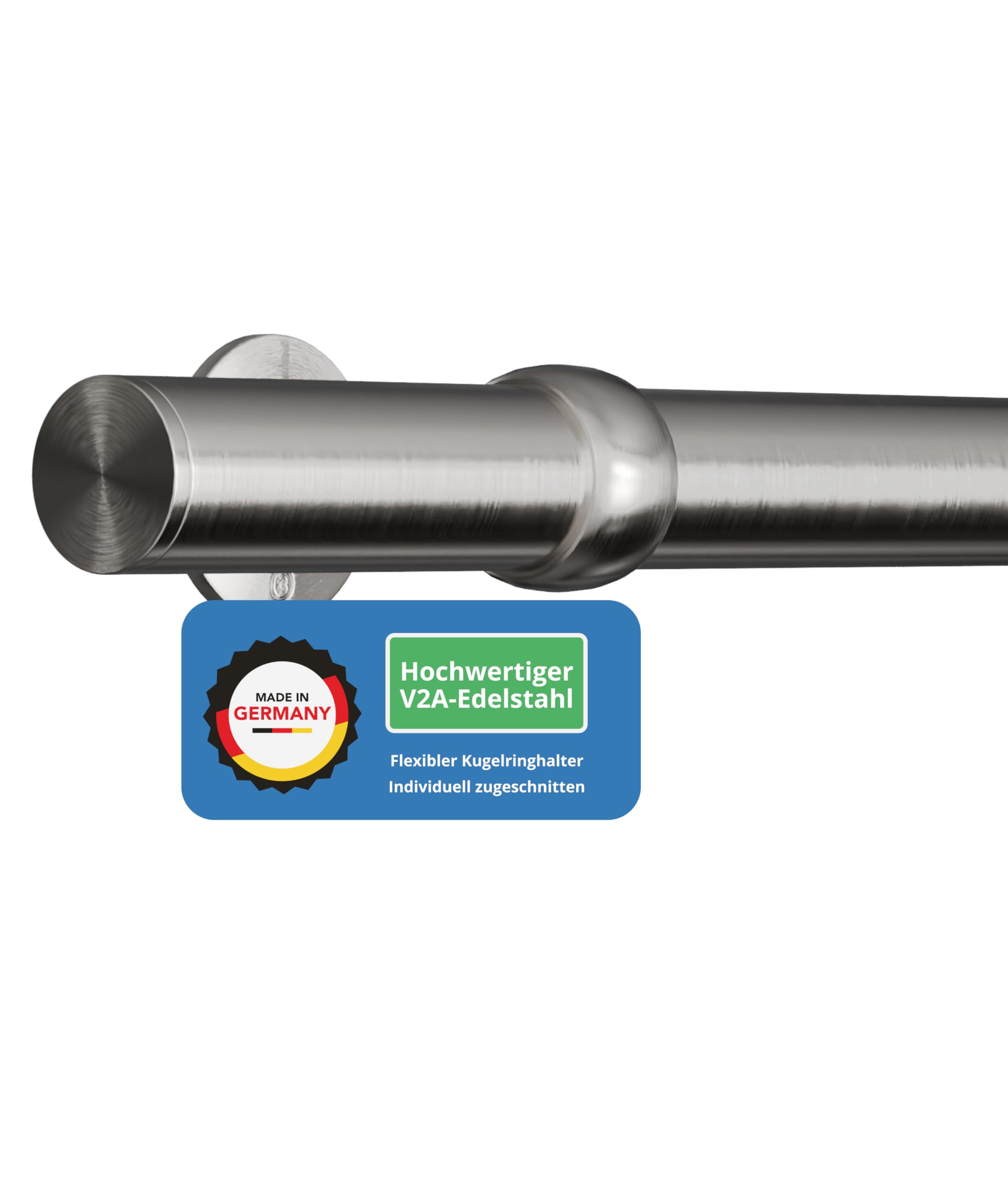 ID33® Konfigurierbarer Handlauf Edelstahl Bola - Stabiles Treppengeländer - V2A Edelstahl - Made in Germany