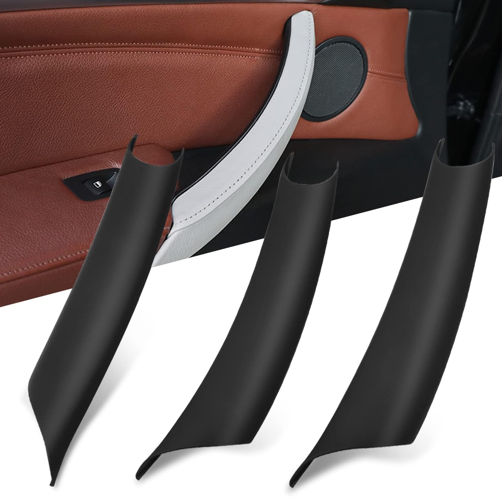 TTCR-II 3PCS Manija Compatible con X5 E70 2008-2013,X6 E71/E72 2008-2014 | Tirador Interior Puerta Delantera Derecha X5 E70 Manija Interior Puerta Trasera Izquierda y Derecha X6 E71/E72-Negro