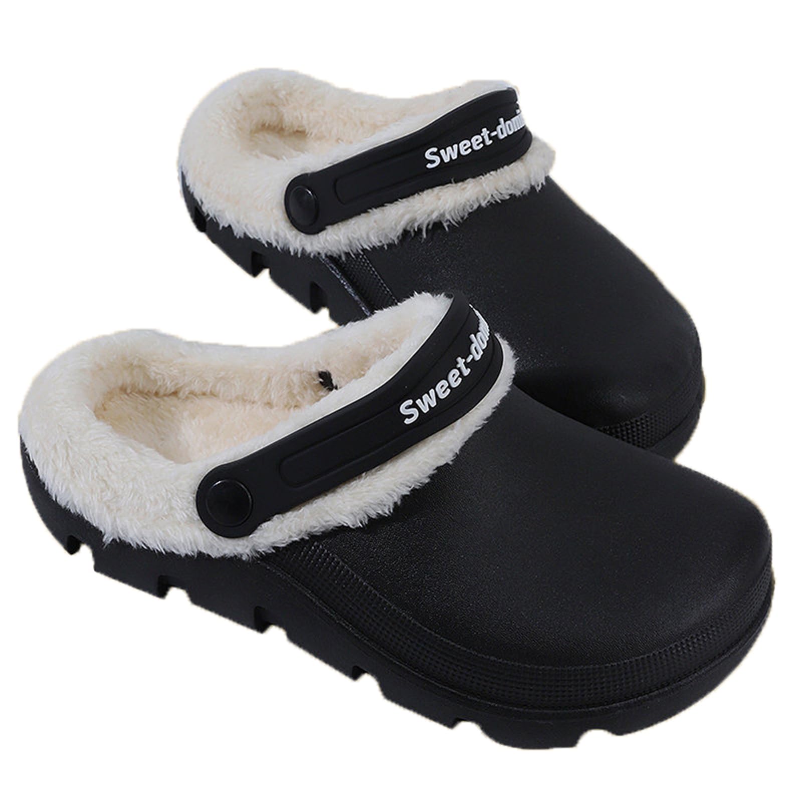 Fdskwky Garden Clogs Fuzzy for House : Women Men Warm Fur Lined Slippers for Winter Unisex Non-Slip Mules for Indoor Outdoor