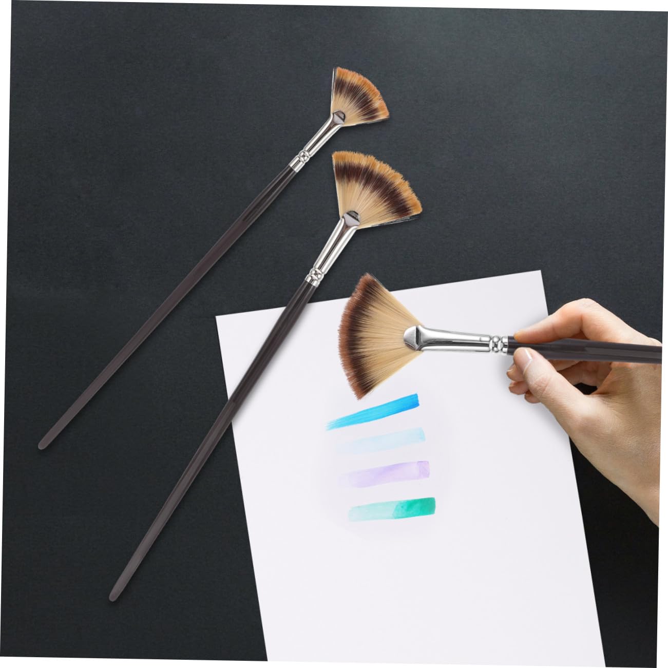 SEWACC 9stücke Teiliges Pinselset Für Künstler Flachpinsel Und Fächerpinsel Holz Für Öl Und Acrylmalerei Für Einsteiger Und Profis Langlebig Und Vielseitig Einsetzbar