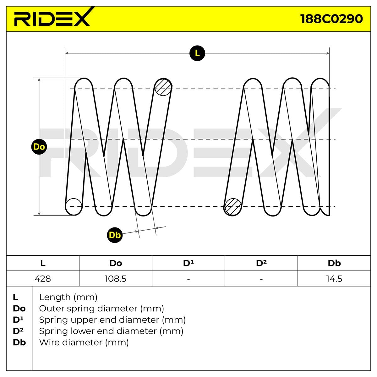 RIDEX 188C0290 2x Federn Fahrwerksfedern Vorne Kompatibel mit MERCEDES-BENZ Stufenheck W124 A1243211904 A1243212004 A1243212104