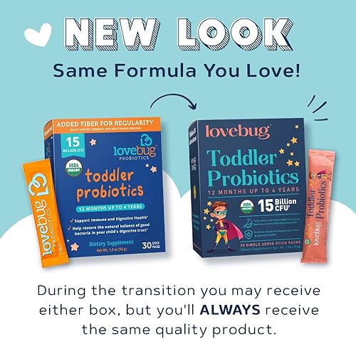 Miniatura 5 de Probióticos LoveBug Barrigas pequeñas probióticos para niños de 12meses a 4años Paquete de 15mil millones UFC de probióticos en polvo suministro
