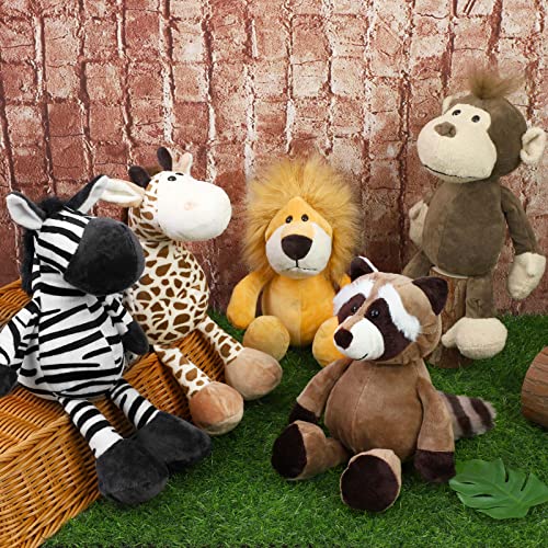 Elcoho 8 Pieces Safari Stuffed Animals Plush Jungle Animal Toys 9.8 Inch Zoo Stuffed Animals Set Cute Plush Toys For Animal Themed Parties Teacher Student Award #TOP3
