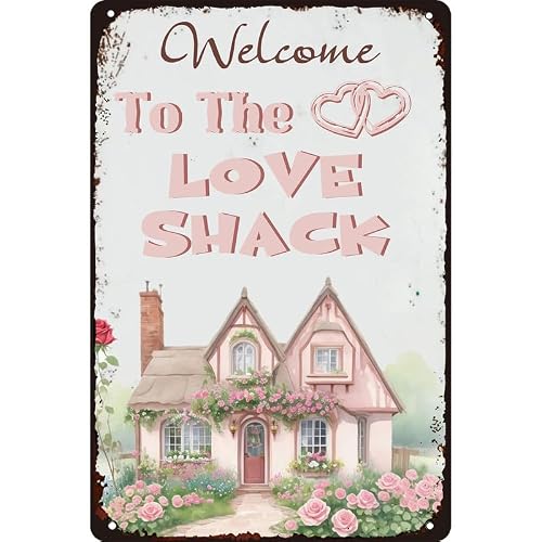 Kwqdozf As Pic Welcome To The Love Shack Vintage Aluminum Tin Sign Funny Valentine's Day S