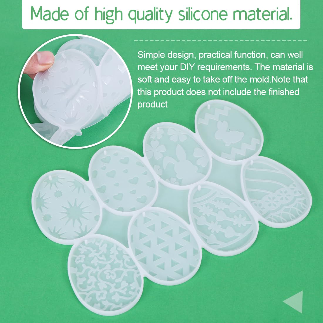 Stampo In Silicone Per Uova Di Pasqua - 8 Design Per Resina, Portachiavi E Decorazioni Fai Da Te - Foto 2