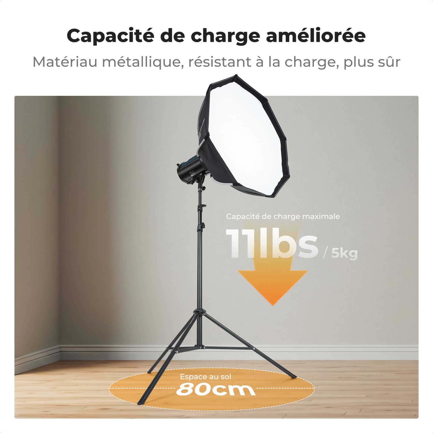 K&F CONCEPT Trépied d'Éclairage 230cm Métal pour Studio Photo | Support réglable, vis 1/4, réflecteur flash vidéo, sac inclus, éclairage studio photographie, TL02