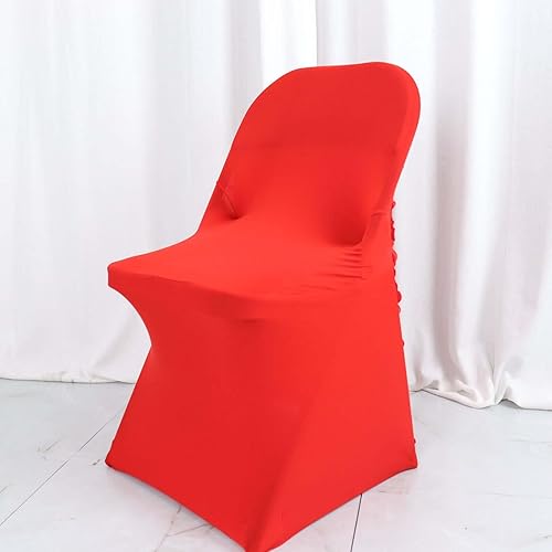 Miniatura 8 de Efavormart - Juego de 1 funda para silla plegable elástica con rosetón de satén rojo para sillas de comedor de fiesta, boda, con bolsillos para los