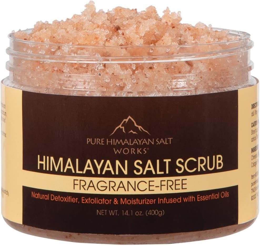 Himalayan Salt Scrub, Natural Detoxifier, Exfoliator & Moisturizer Infused with Essential Oils, Fragrance Free, 14.1 oz.